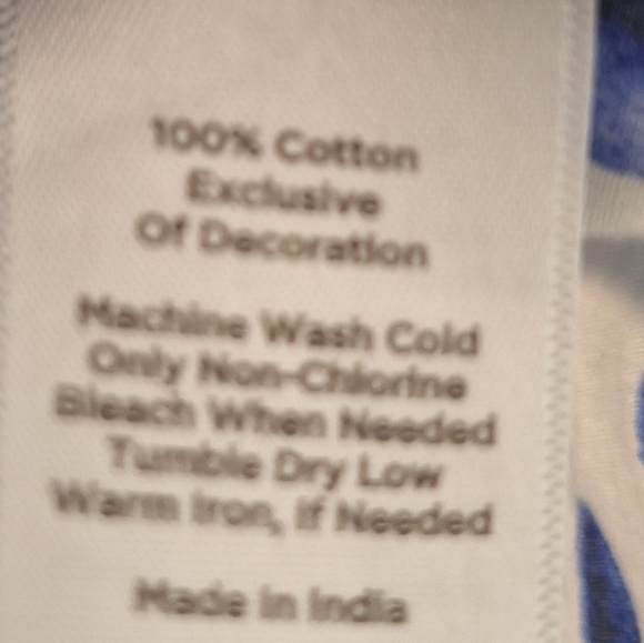 Talbots Cotton Blue & White Geometric Print V Neck Tunic Tasseled Hem Size XLP - Picture 7 of 10